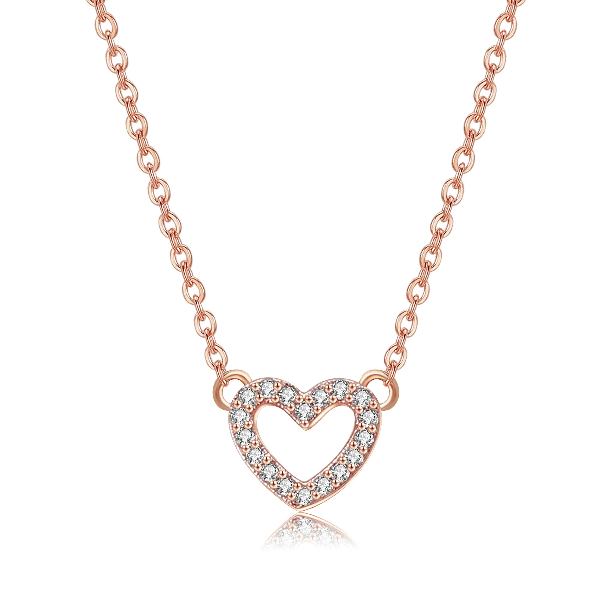 14K Gold Plated Infinity Necklace Bridesmaids Gifts Heart Pendent Necklace With Clear CZ Stones