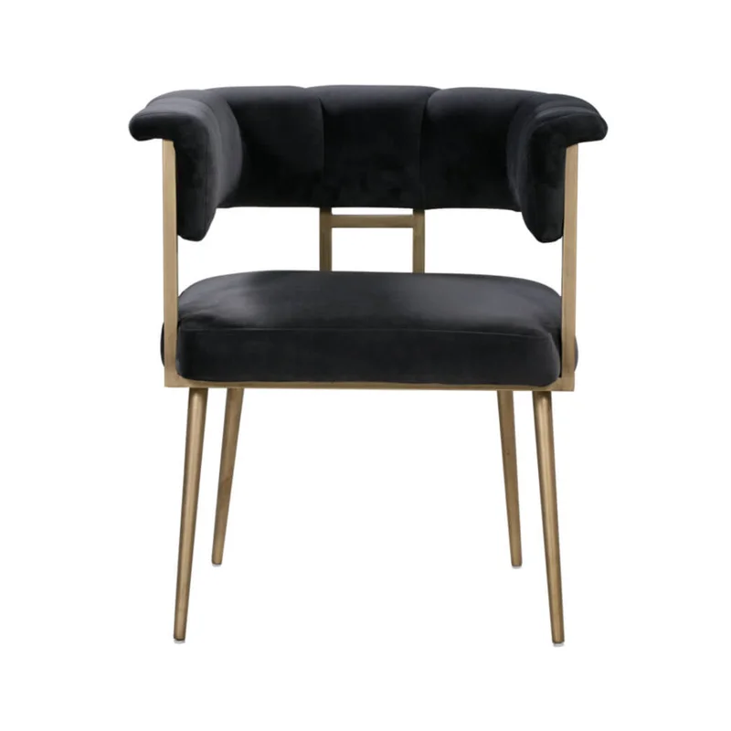 Роскошный дизайн, элегантная мебель для столовой, высококачественный черный бархатный Банкетный стул с мягкой обивкой, латунный Цвет