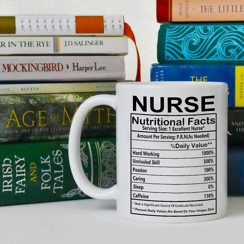 Nurse Nutritional Facts Novelty Gift Printed Tea Ceramic Mug 11OZ Coffee Cup Gift for Nurse