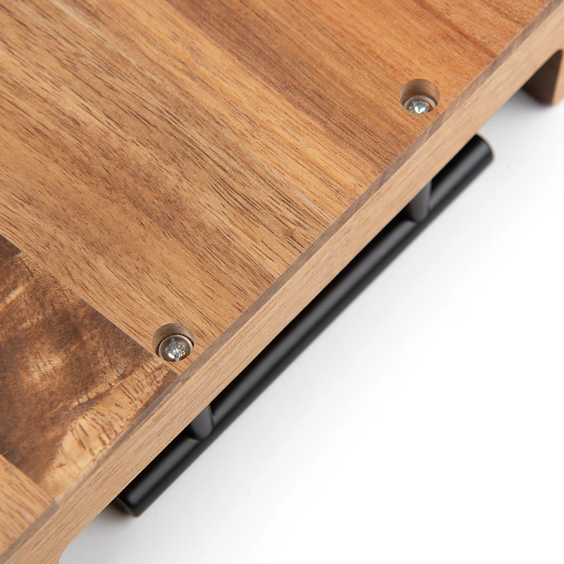 High Quality Wooden Serving Tray With Metal Handle Rectangle Acacia Wood Tray For Home Restaurant Hotel