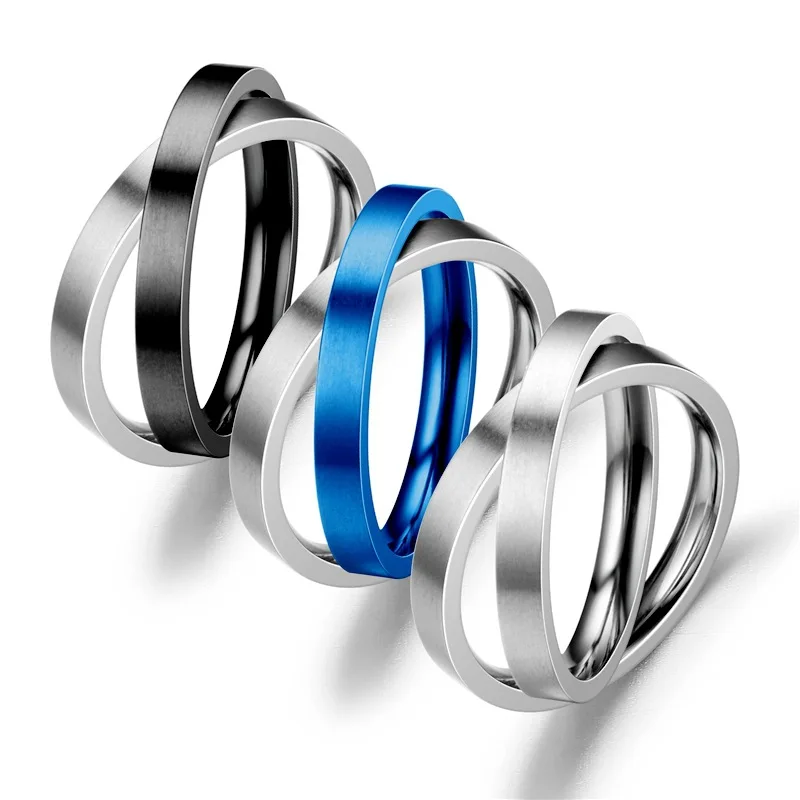 fashion stress reliever double finger mens titanium rings