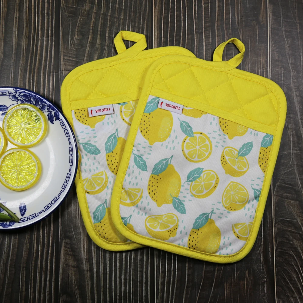 Wholesale Price100% Cotton Custom Logo Cooking Oven Mitts and Pot Holder Set
