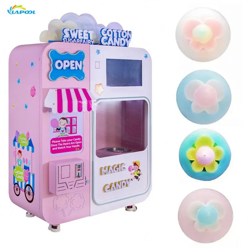 Automatic Multi-Flavor Coin Cash Credit Card Operated Cotton Candy Vending Machine On Hot Sale