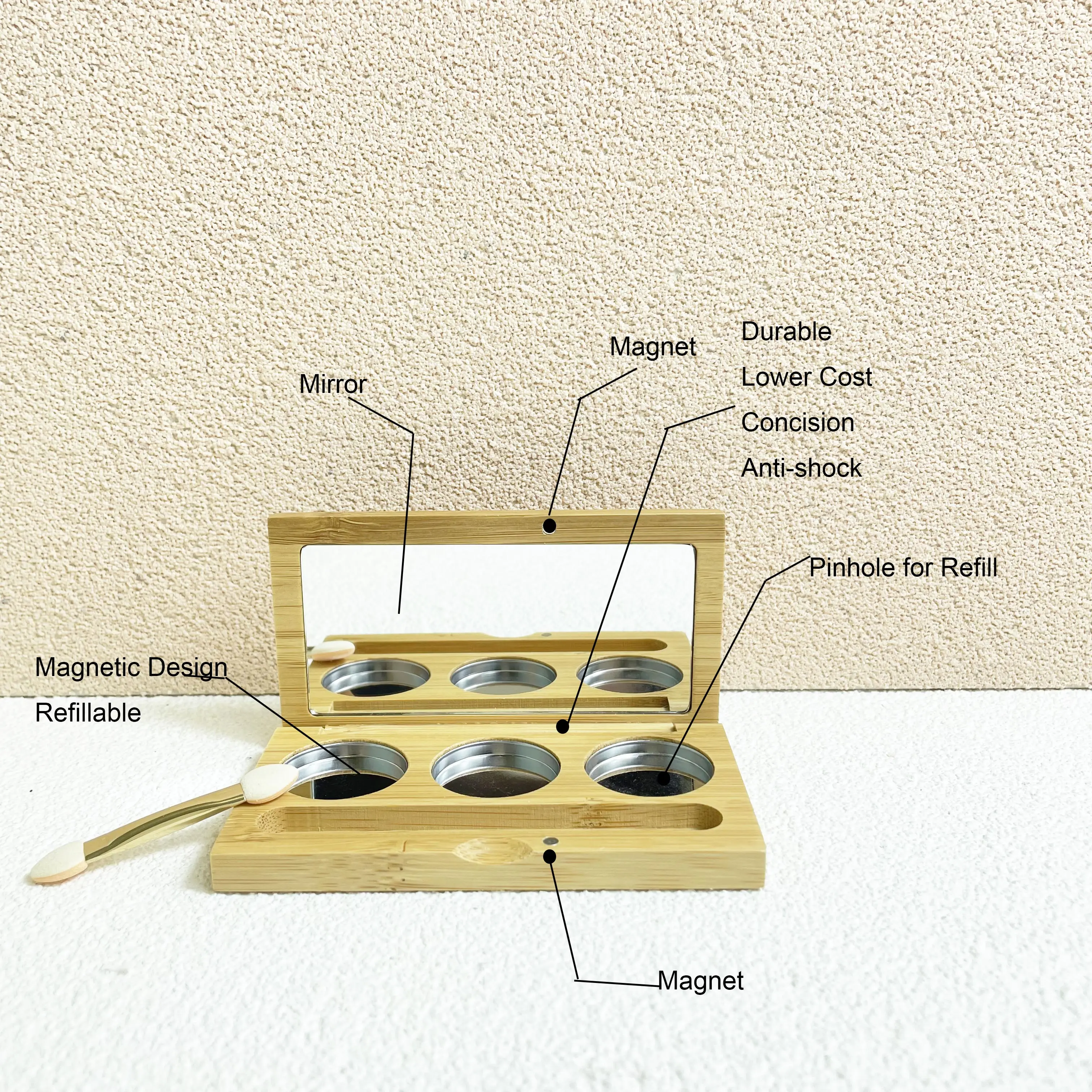 Bamboo cosmetic makeup mirror with storage box vanity mirror for bedroom table makeup mirror