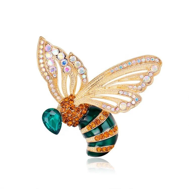 Fashion and exquisite gold color alloy and rhinestone bee brooch