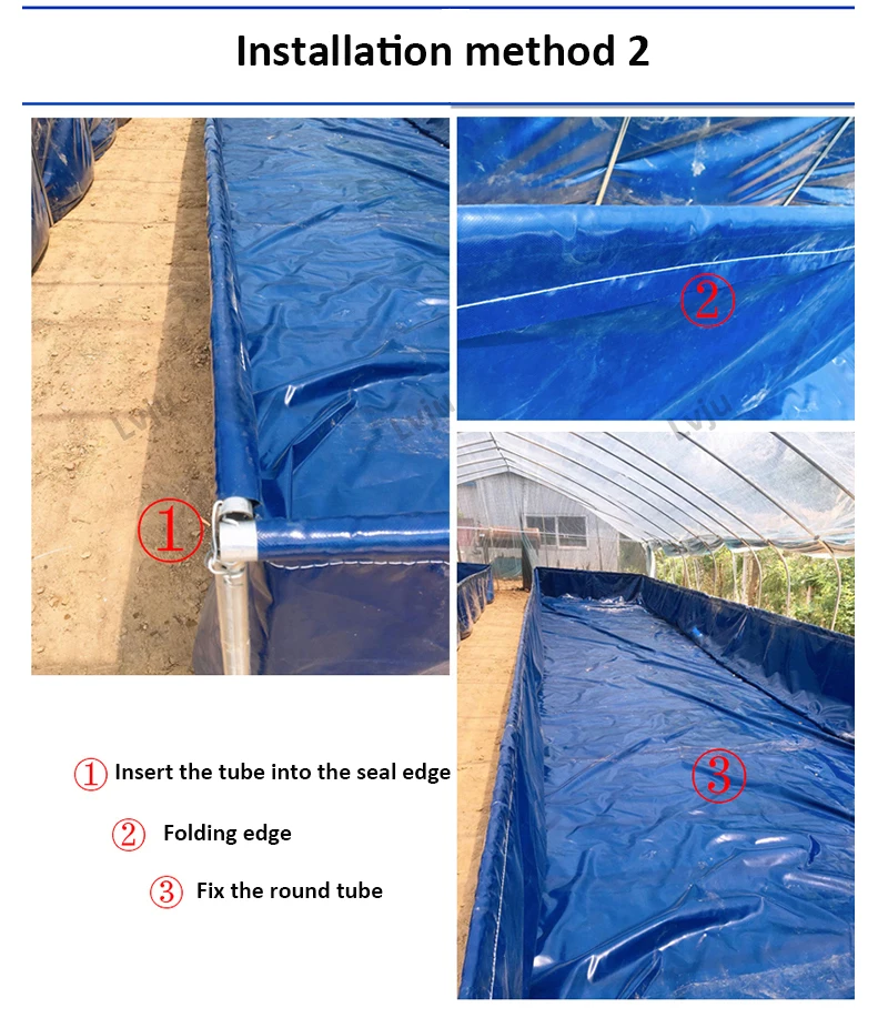 LVJU Aquaculture Tank Use Outdoor Fish Pond Liner 2000 liters 2x2x1m 500 gallons, 6.6x3.3x3.3 ft PVC Blue Pond Liner