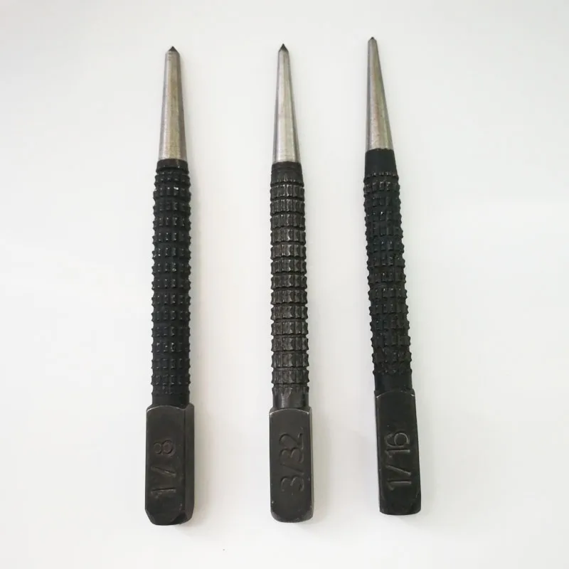 3-Piece Different Point Diameter Sized Chrome Vanadium Center Punch Set With Blister Card Package