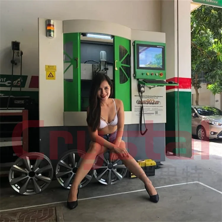 Кристальный вертикальный токарный станок с ЧПУ для ремонта колес, алмазный режущий инструмент для обновления ободов AWR901VP