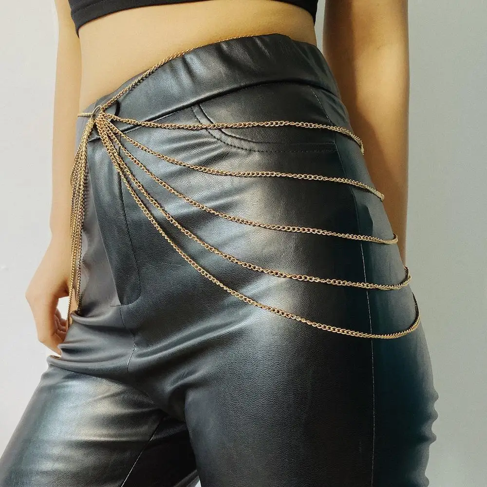  Fahion sexy geometric tassel multi-layer chain u-shaped symmetrical waist women