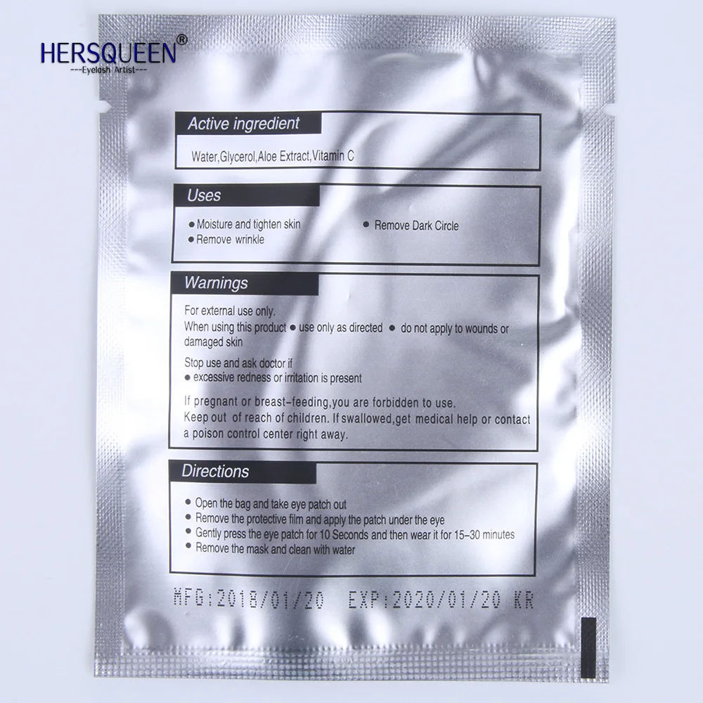 HERSQUEEN top quality eye patches eyelash extensions professional eyepatch medical safe hydrogel mineral eye pads oem supplier