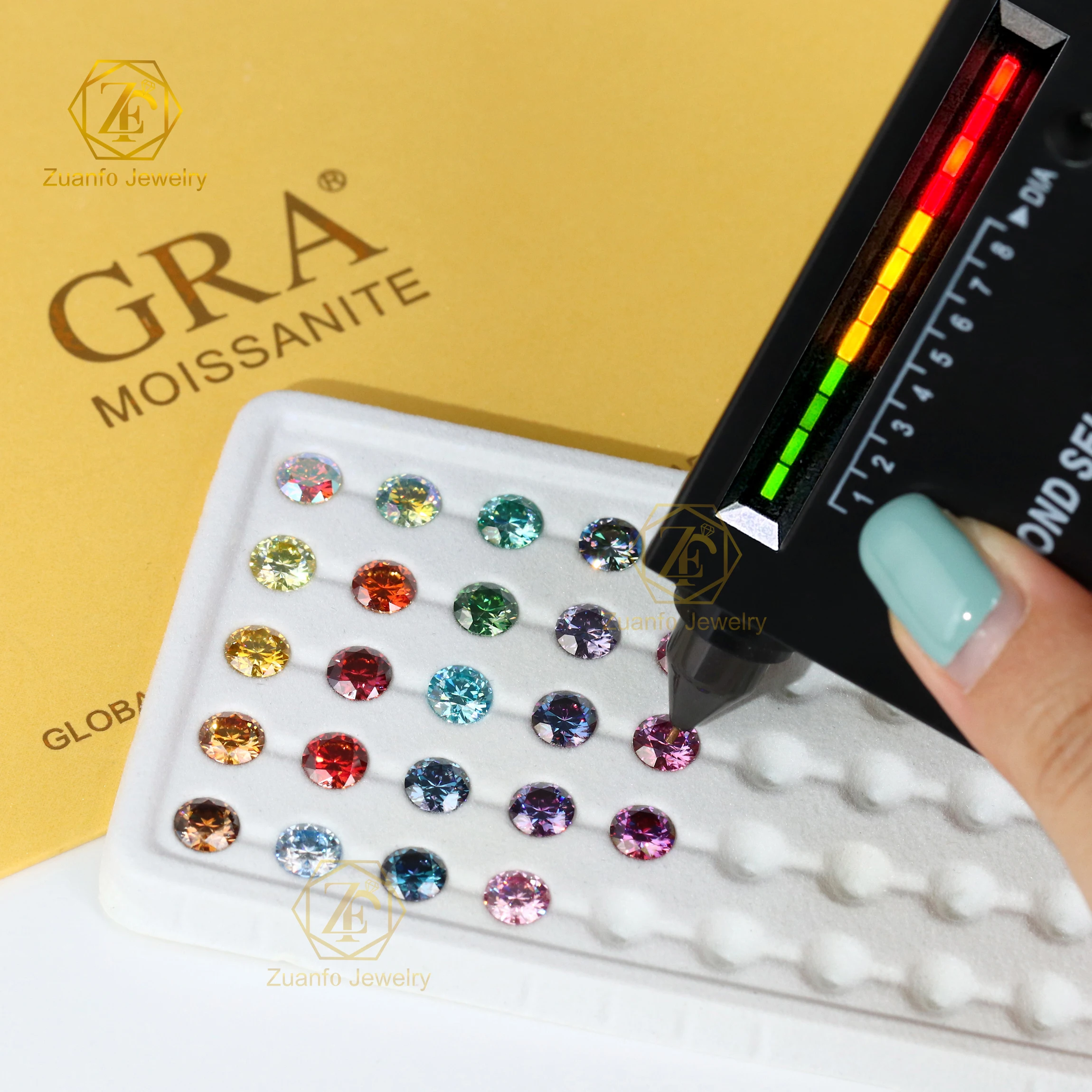 1Carat Loose big Size Gemstone 6.5mm Round Shape Synthetic multiple Color Diamond Moissanite Wholesale Price