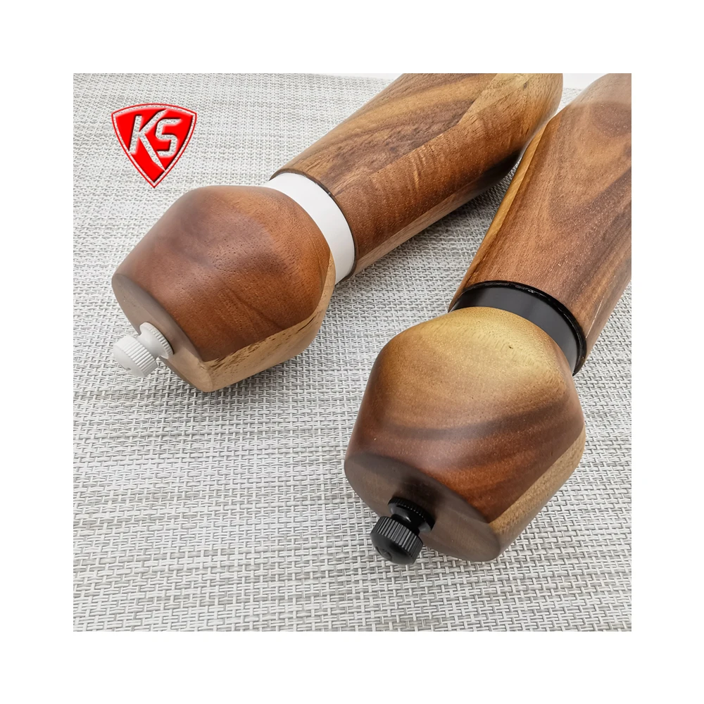 New Wooden Salt and Pepper Grinder 8 Inch Acacia Wood Salt and Pepper Mill with an Adjustable Grinder