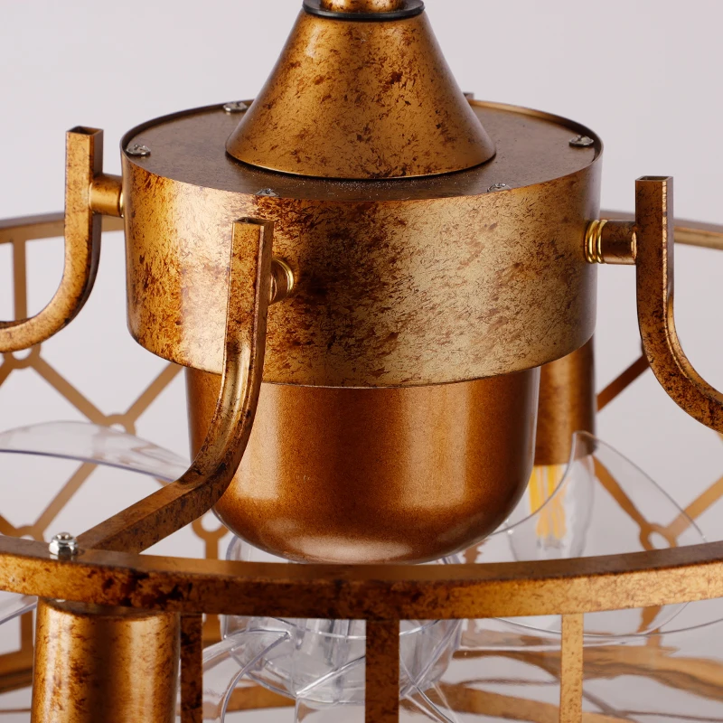 SLYNN Ceiling Fans with Lights Gold Bladeless Ceiling Fan with Remote Control 6 Speeds Reversible Motor Ceiling Fan Light