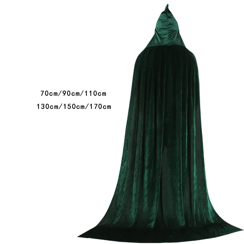 Wholesale Death Cape Ghost Hooded Velvet long Cloak Gothic Costume Big Black Cloak wizard Cosplay costume