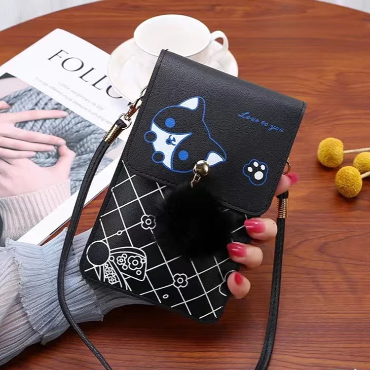 Cute Pattern Amazon Hot Sell Women Cellphone Wallet Original Leather Ladies Little Girl Gift Purse bag