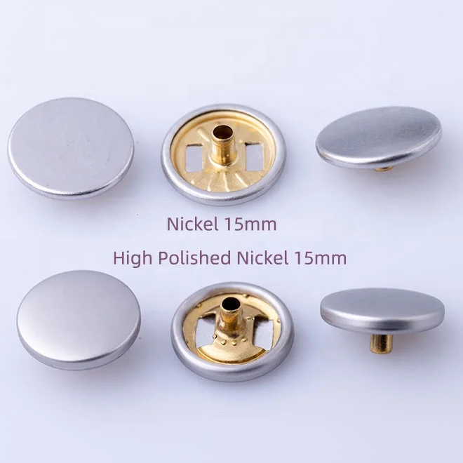 Custom Classic Metallic Button Brass Flat Cap Press Metal Snap Button