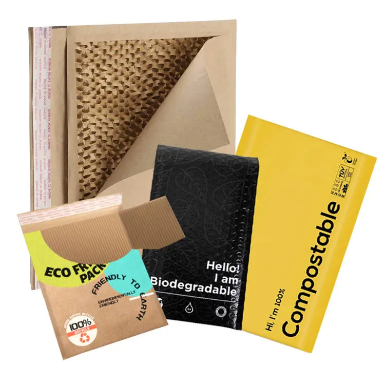 Honeycomb Cushion Courier Mailer Padded Shipping Custom Logo Eco Friendly Corrugated Kraft Paper Bubble Envelopes Mailing Bags