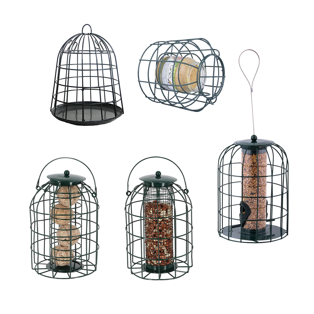 Esschert Design Outdoor Hanging dark green mild steel Squirrel proof Bird Feeder, Squirrel proof suet ball dispenser