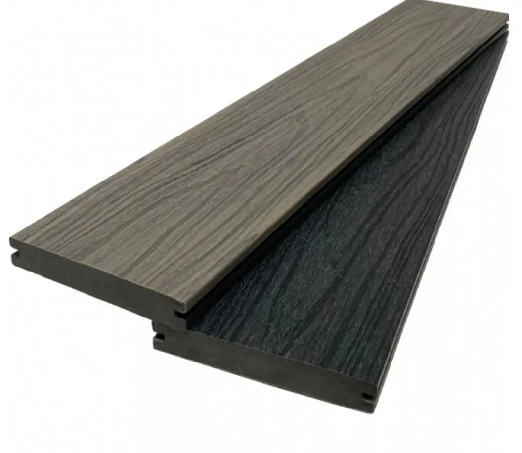 Outdoor Wood Plastic composite Deck  wood  flooring  Double color floor  3D embossed WPC flooring composite deck tile