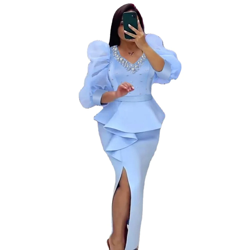 Queency HF Wholesale LQ-9530 African fashion Turkey Dress  Office Lady Dress Top Matching Skirt for Aso ebi, Party