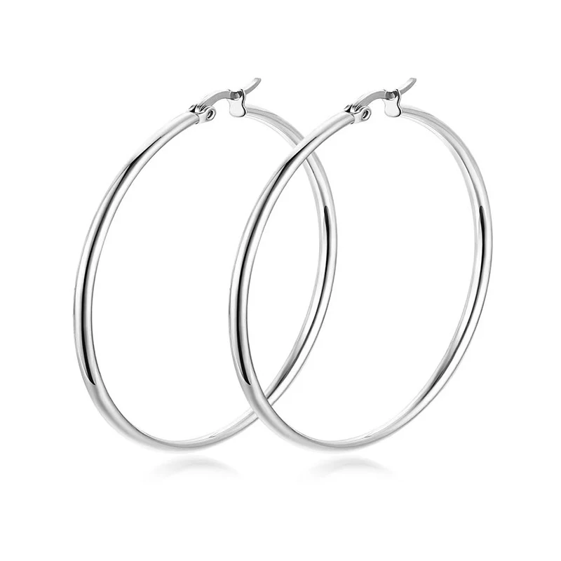 PVD Plated 316 Surgical Large Stainless Steel Hoop Earrings 8cm to 10cm Big Water Proof Stainless Steel hoop Earrings