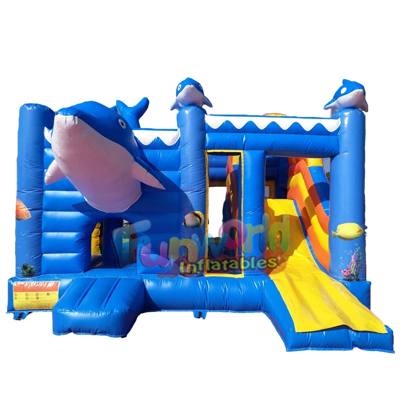 Dolphin bounce house with slide animals inflatable combos inflatable castle slide