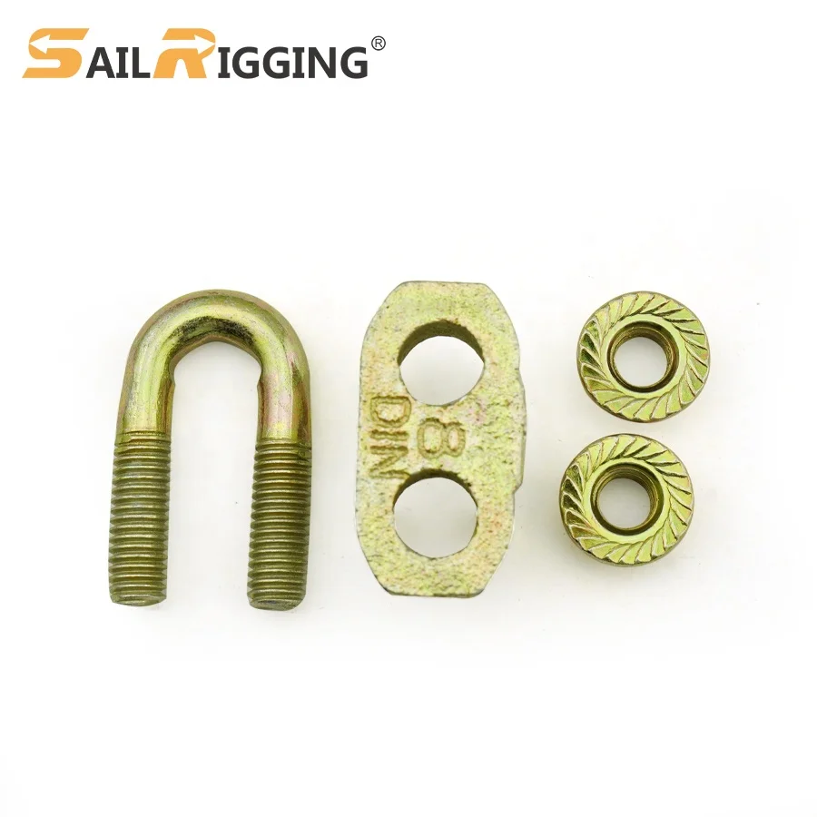 Wire Rope Clips DIN1142 Yellow Galvanized Wire Rope Clip Malleable Steel Cable Clamp