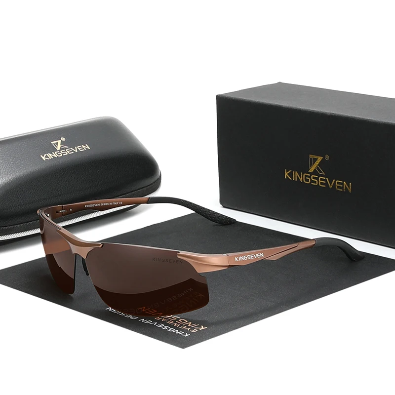 Genuine KINGSEVEN Polarized Men Aluminum Sunglasses Driving Mirror Lens Male Sun Glasses Aviation Women For Men Eyewear 9126