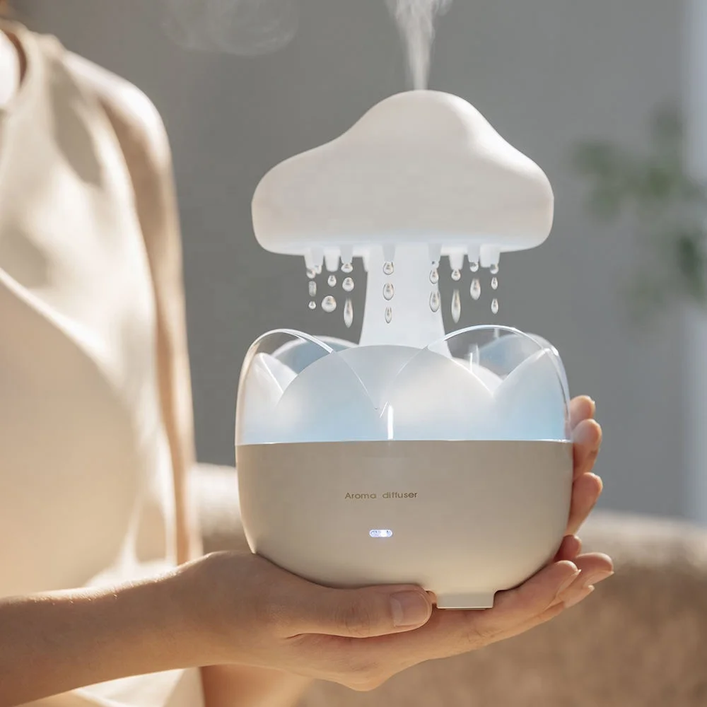 New Rain Cloud Humidifier Diffuser Water Drip Rain Sounds White Noise Fragrance Scent Machine Cloud Raindrop Aroma Diffuser