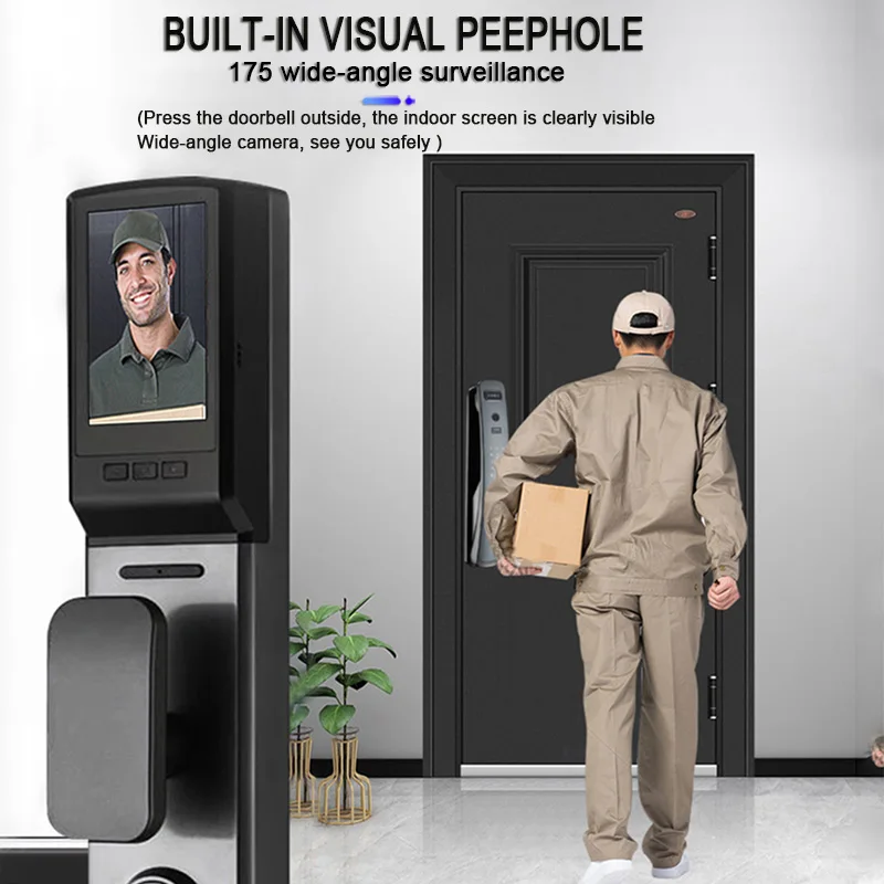 3D Распознавание лиц Умный Замок с функцией ночного видения, определение отпечатка пальца пароль ключ-карта автоматической разблокировки с камерой Wi-Fi и приложение