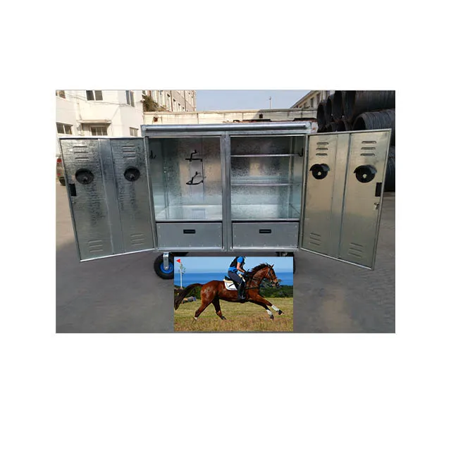 Mobile powder coated portable horse saddle box tack box locker with wheel
