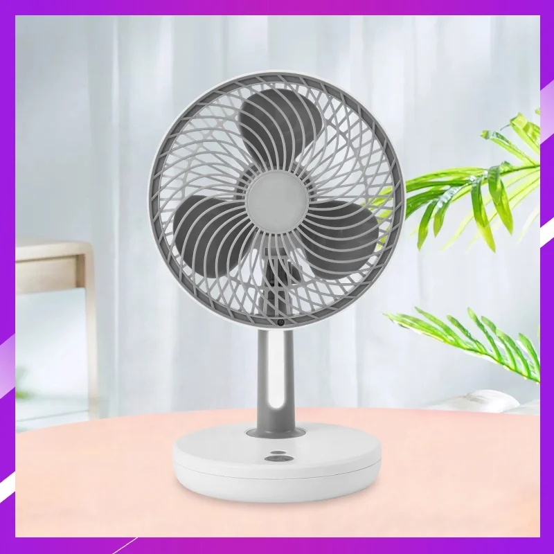 6-inch Desktop Wireless Automatic shaking Rechargeable Mini USB Laptop with lights Adjustable Mini Tower Table Fan