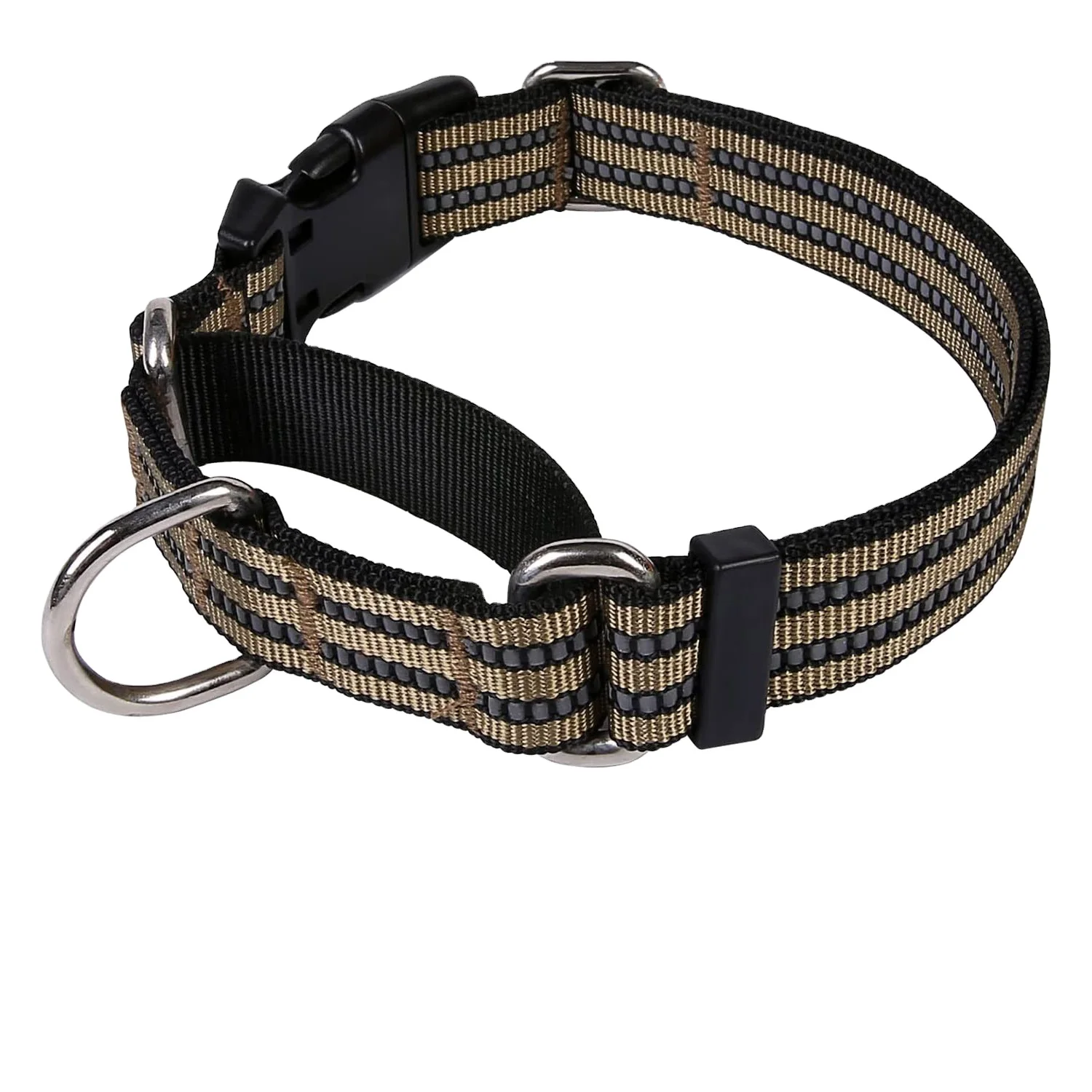 Martingale Dog Collar, Adjustable Nylon Reflective Collar with Buckle.  No Pull Prevents Slipping Out-Helps with Strong pullers