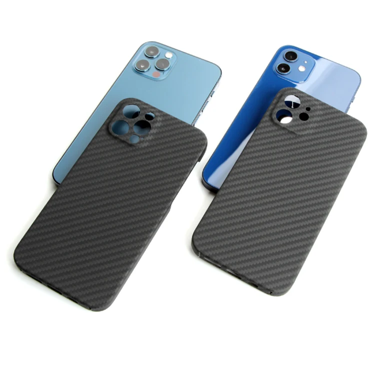
Carbon Aramid Fiber full package Phone Case Cover Shell Black/Grey twill color with metal inside for iPhone 12 