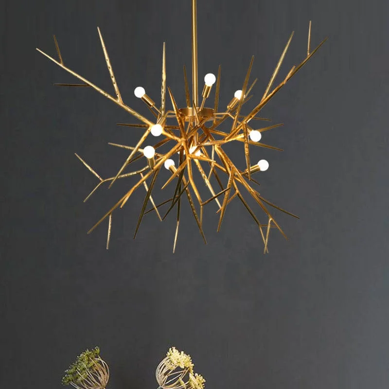 HITECDAD luxury vintage retro design brass color decorative led chandelier light hotel villa brass nordic chandelier