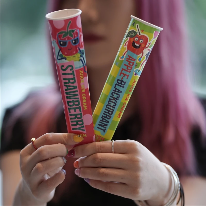 Customized Ice Cream Tube Disposable Popsicle CupsIce Cream Paper Tube Frozen Calippo Cup