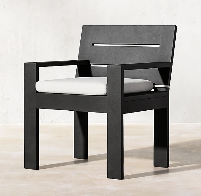 Hot sale marbella aluminum outdoor table and chairs hotel luxury black metal outdoor furniture aluminum outdoor dining set