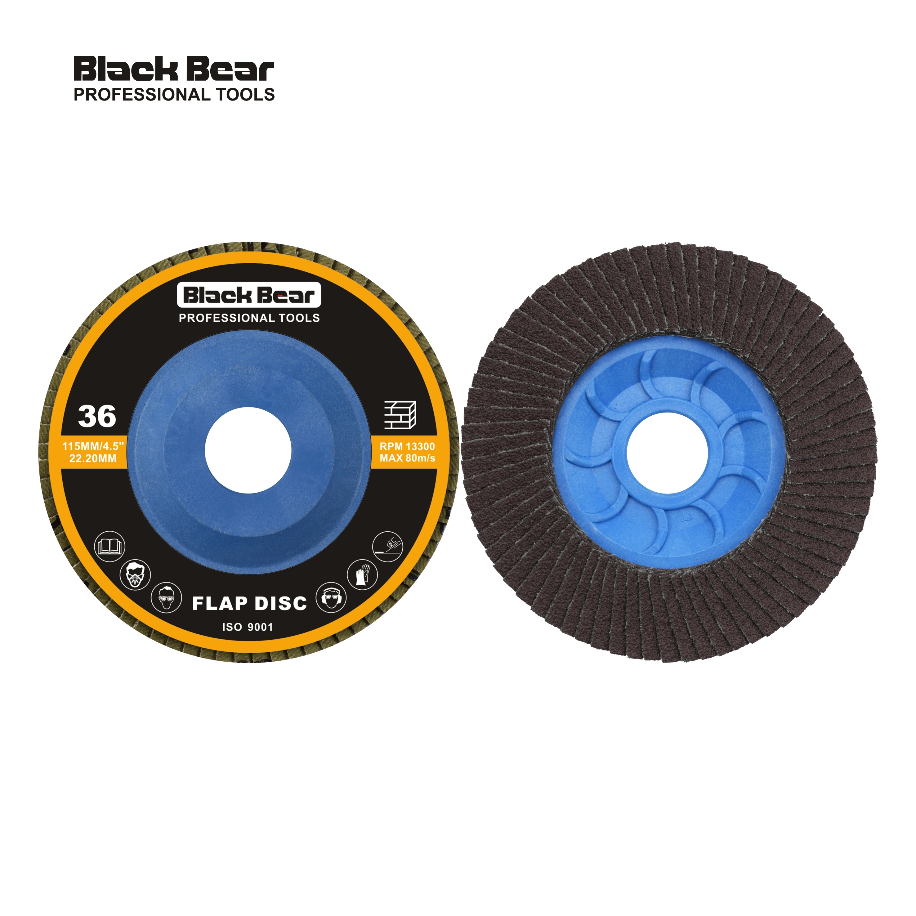 BLACK BEAR 4.5 Inch 115mm flap disc high temperature aluminium oxide Sanding Grinding Wheel abrasive flap wheel nylon backing