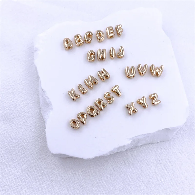 Chunky  Minimalist Tarnish Free Brass Jewelry Personalized Mini Bubble Name Ballon 3D Puff Letter Charm Necklaces Women