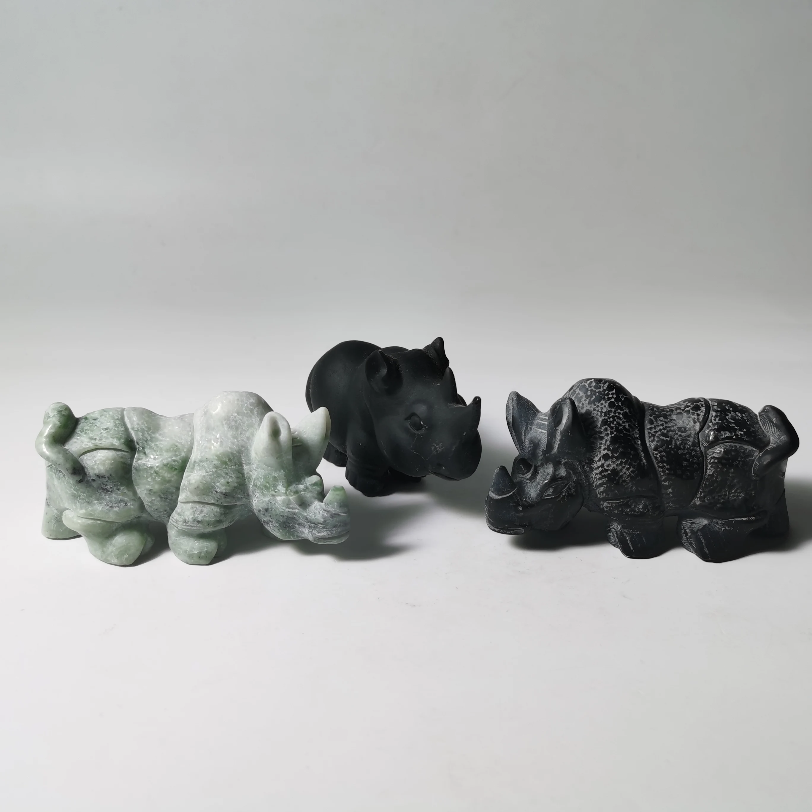 wholesale crystal carving calcite animals crystal crafts healing stone jade rhinoceros for gift