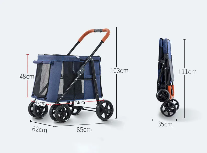  Lealoncat LD07 портативная складная коляска для путешествий большое пространство тележки домашних животных pet коляски кошки и собаки