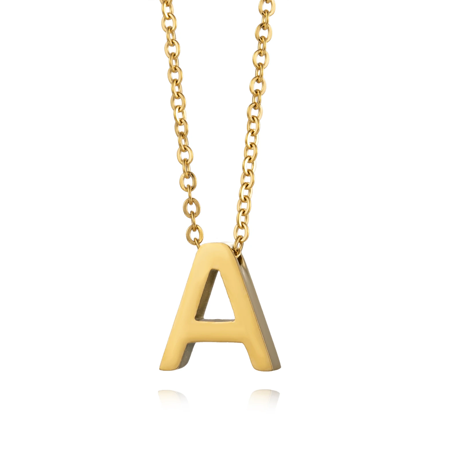 Minimalist Design Women Jewelry Gold color Stainless Steel letter Pendant Necklace For Girls Signature chain