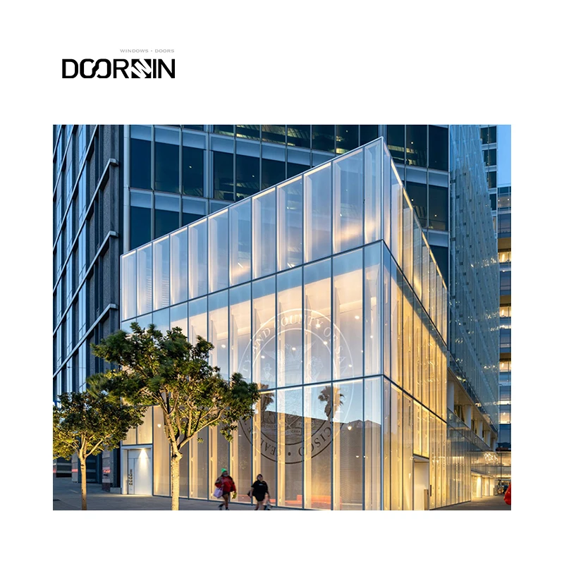 Panoramic Commercial Building Aluminum Fixed Windows Hurricane Impact Save Energy Large View Glass Curtain Walls