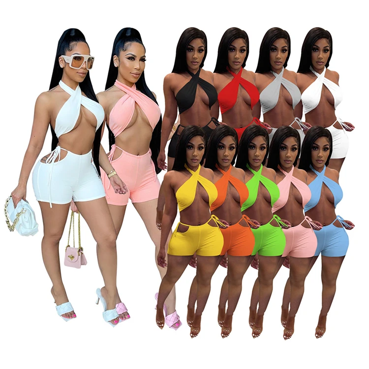 
W7577 Sleeveless solid color crop tops casual fitness women sets two piece set women clothing 2021 summer fall W7577 Sleeveless solid color crop tops casual fitness women sets two piece set women clothing 2021 summer fall