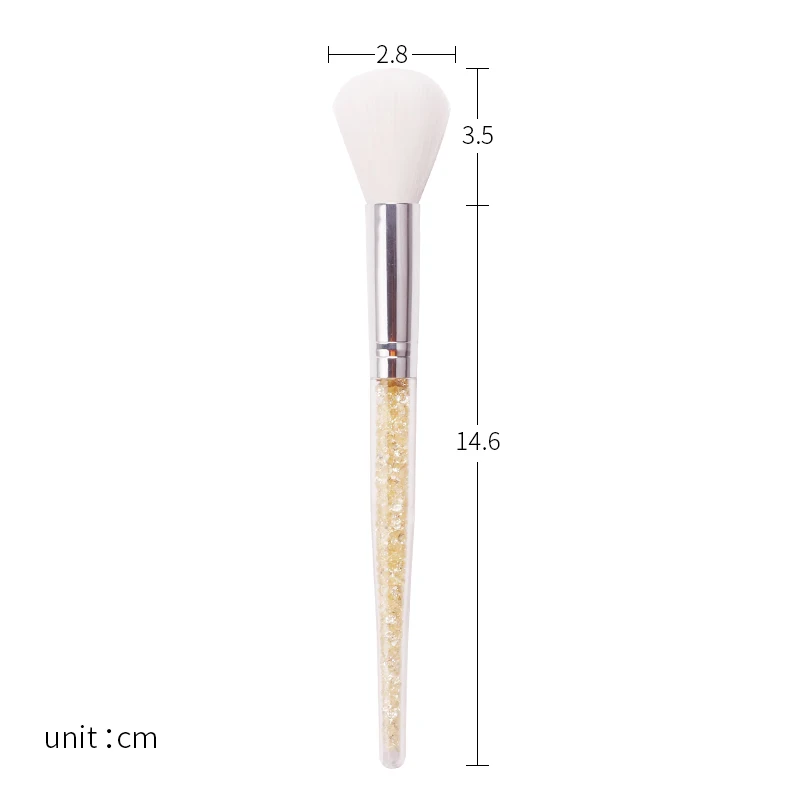 Nail Tools Dust Brush Long Handle Transparent Crystal Rod With Diamond Soft Makeup Blush Brush Nail Loose Powder Cleaning Brush