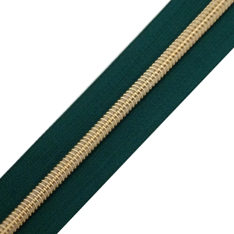 top-seller  #3  #5 nylon light gold  zipper  long chain roll zippers manufacturer