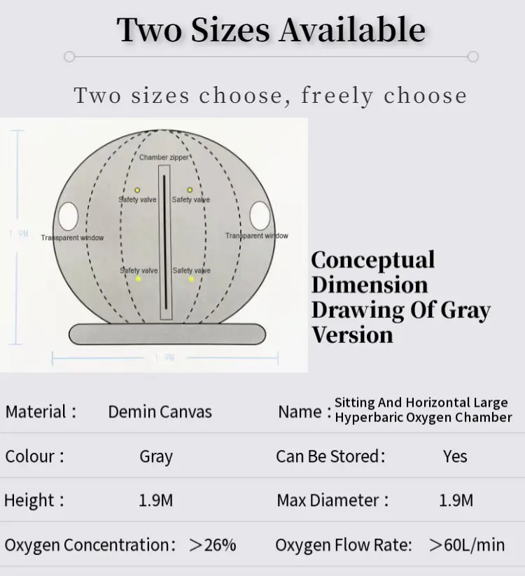 hyperbaric chamber 2.0 ata sitting type 1.4 ata hyperbaric oxygen therapy chamber