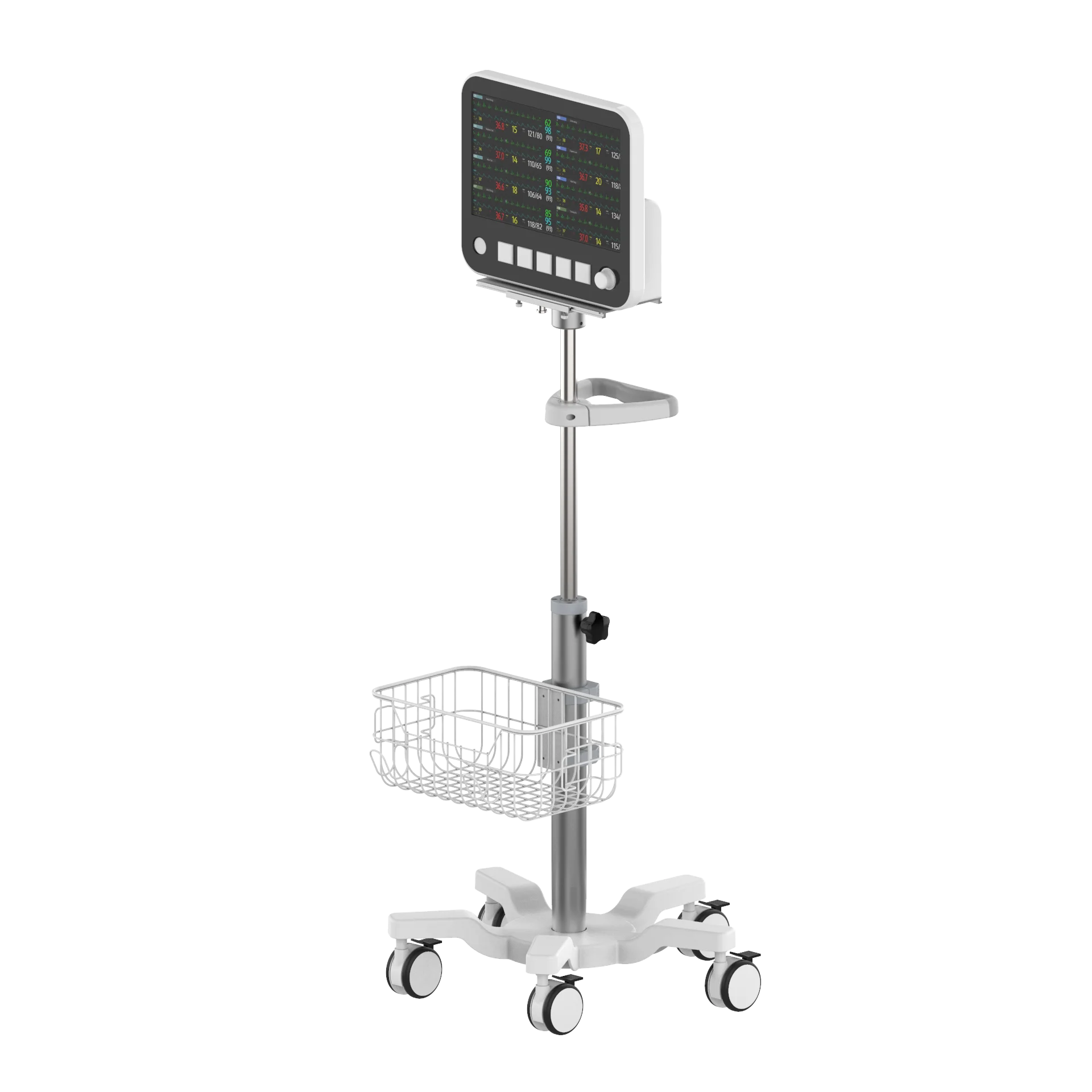 Hospital Trolley  Ajustable Monitoring Cart Trolley