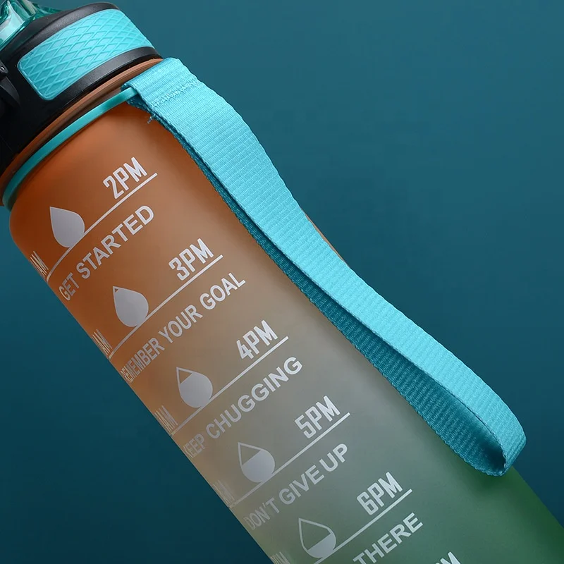 Amazon Gradient large capacity Space Sport Sippy Cup plastic with printed scale outdoor shake portable gym water bottle