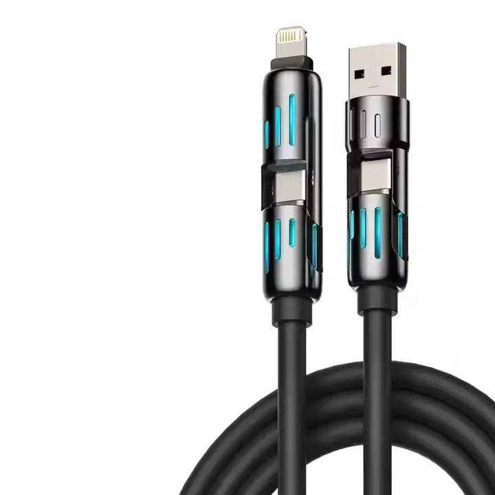 New Trend Fast Charging 4 In 1 Usb Charging Cable Zinc Alloy Braid Cable